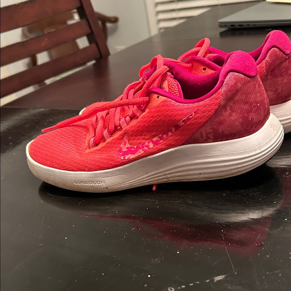 Nike Women's Lunarlon Vibrant Red and Pink Sneakers